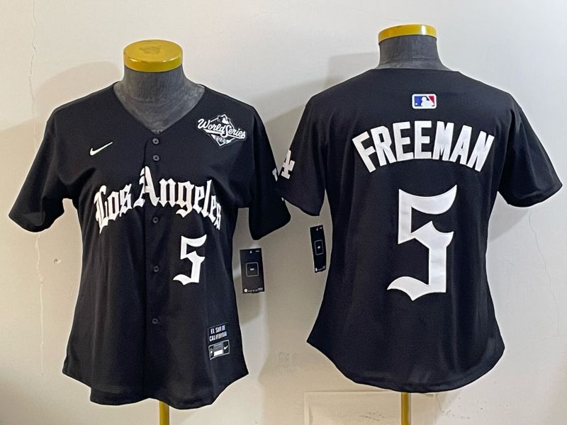 Youth Los Angeles Dodgers #5 Freeman Black 5th Jointly Name 2026 Nike MLB Jersey style 05